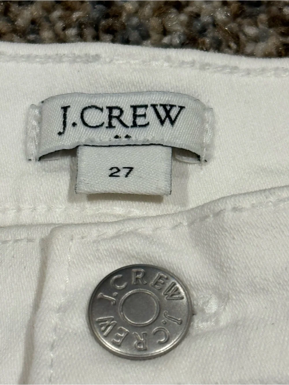 J.Crew Classic Jean off White Women's Stretch Denim Cutoff Rolled Shorts size 27